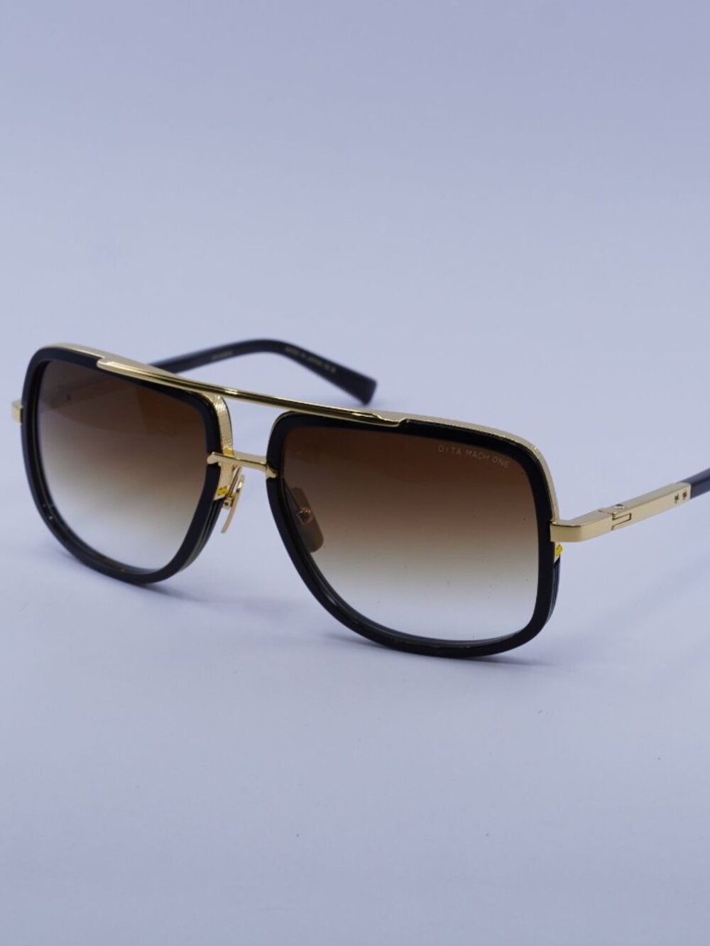 Dita MACH-ONE DRX-2030B-G Sunglasses Black Aviator Frame, Brown Lenses